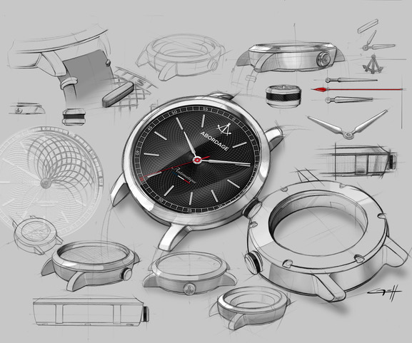 Sketch de la montre automatique 1712 d'Abordage